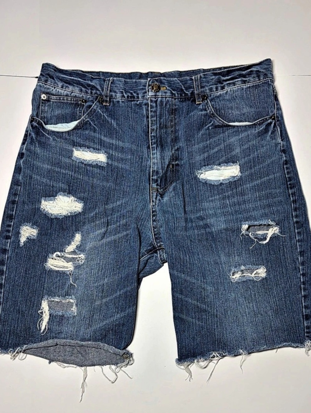 CSG Denim Shorts Distressed Denim Jean Shorts Waist 36 Blue